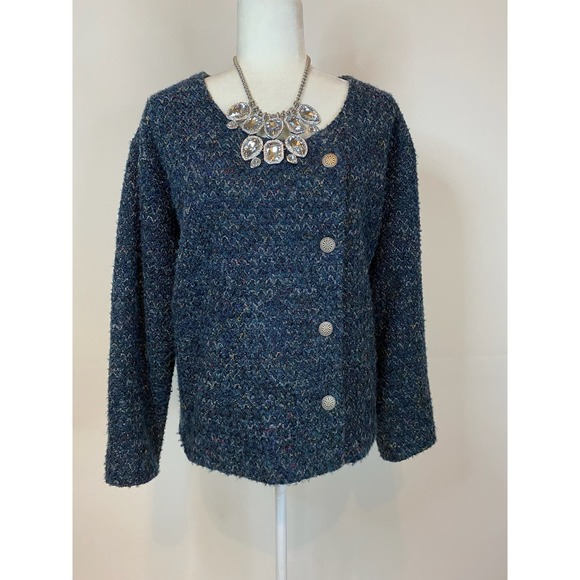 Coldwater Creek Jackets & Blazers - Coldwater Creek size xl woman blue tweed jacket 0840